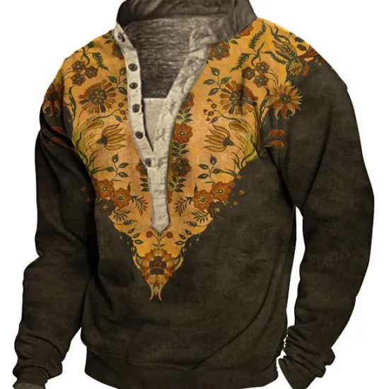 Best OUKU Men's Animal Patterned Graphic Prints Sweatshirt Pullover Long Sleeve Sweatshirt V Neck Henley Collar Designer Basic Casual 3D Print Sports & Outdoor Casual Daily Print Spring & Fall