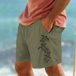 Clearance OUKU Men's Animal Sea Turtle Shorts Summer Shorts Beach Shorts Mid Waist Streetwear Hawaiian Designer Casual Daily Holiday Drawstring Elastic Waist Designer Clothing Apparel