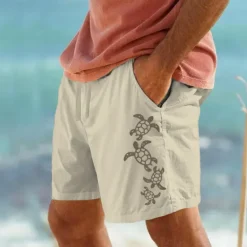 Clearance OUKU Men's Animal Sea Turtle Shorts Summer Shorts Beach Shorts Mid Waist Streetwear Hawaiian Designer Casual Daily Holiday Drawstring Elastic Waist Designer Clothing Apparel