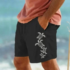 Clearance OUKU Men's Animal Sea Turtle Shorts Summer Shorts Beach Shorts Mid Waist Streetwear Hawaiian Designer Casual Daily Holiday Drawstring Elastic Waist Designer Clothing Apparel