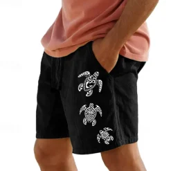 Sale OUKU Men's Animal Sea Turtle Shorts Summer Shorts Beach Shorts Mid Waist Hawaiian Casual Outdoor Holiday Going out Elastic Waist Drawstring Print Designer Clothing Apparel