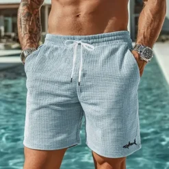 Clearance OUKU Men's Animal Shark Sea Creatures Waffle Shorts Sweat Shorts Casual Shorts Mid Waist Fashion Casual Vacation Jogging Workout Elastic Drawstring Waist Shorts with Pockets Designer Clothing Apparel