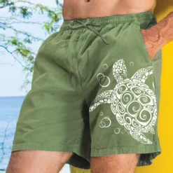 Discount OUKU Men's Animal Turtle Shorts Linen Shorts Casual Shorts Mid Waist Vintage Retro Dailywear Holiday Vacation Pocket Drawstring Elastic Waist Summer Spring Blue Green