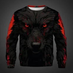 Sale OUKU Men's Animal Wolf Sweatshirts Sweatshirt Pullover Long Sleeve Sweatshirt Crew Neck 3D Subculture 3D Print Vacation Holiday Going out 3D Print Spring & Fall
