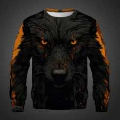 Sale OUKU Men's Animal Wolf Sweatshirts Sweatshirt Pullover Long Sleeve Sweatshirt Crew Neck 3D Subculture 3D Print Vacation Holiday Going out 3D Print Spring & Fall