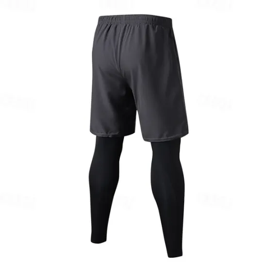 OUKU Men's Athletic Pants Active Pants GYM Pants Running Pants Outdoor Daily Quick Dry Comfortable Elastic Waist 2 in 1 Plain Full Length Sports Casual Activewear Black Grey Micro-elastic