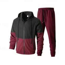 Best OUKU Men's Athletic Pants Active Pants Sweatpants Set Pocket Drawstring Elastic Waist Color Block Comfort Sports Outdoor Daily Fashion Casual Black Wine Micro-elastic
