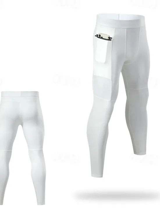 Sale OUKU Men's Athletic Pants Compression Pants GYM Pants Running Pants Outdoor Athleisure Daily Sports Breathable Quick Dry Soft High Elasticity Pocket Plain Full Length Fashion Casual Activewear Black White