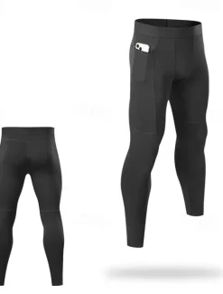 Sale OUKU Men's Athletic Pants Compression Pants GYM Pants Running Pants Outdoor Athleisure Daily Sports Breathable Quick Dry Soft High Elasticity Pocket Plain Full Length Fashion Casual Activewear Black White
