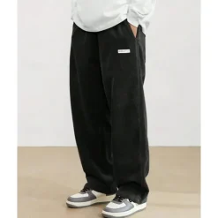 Discount OUKU Men's Athletic Pants Corduroy Pants Trousers Straight Leg Sweatpants Pocket Elastic Waist Drawstring Plain Comfort Sports Outdoor Daily Fashion Casual Black Yellow Micro-elastic