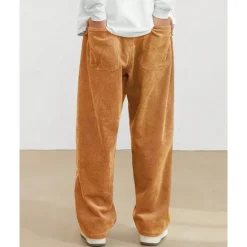 Discount OUKU Men's Athletic Pants Corduroy Pants Trousers Straight Leg Sweatpants Pocket Elastic Waist Drawstring Plain Comfort Sports Outdoor Daily Fashion Casual Black Yellow Micro-elastic