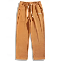 Discount OUKU Men's Athletic Pants Corduroy Pants Trousers Straight Leg Sweatpants Pocket Elastic Waist Drawstring Plain Comfort Sports Outdoor Daily Fashion Casual Black Yellow Micro-elastic