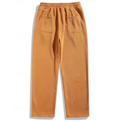 Discount OUKU Men's Athletic Pants Corduroy Pants Trousers Straight Leg Sweatpants Pocket Elastic Waist Drawstring Plain Comfort Sports Outdoor Daily Fashion Casual Black Yellow Micro-elastic