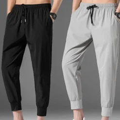 Clearance OUKU Men's Athletic Pants Cropped Pants Casual Pants Pocket Drawstring Elastic Waist Plain Comfort Outdoor Daily Going out Fashion Streetwear Black Grey