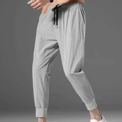 Clearance OUKU Men's Athletic Pants Cropped Pants Casual Pants Pocket Drawstring Elastic Waist Plain Comfort Outdoor Daily Going out Fashion Streetwear Black Grey