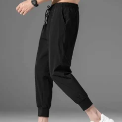 Clearance OUKU Men's Athletic Pants Cropped Pants Casual Pants Pocket Drawstring Elastic Waist Plain Comfort Outdoor Daily Going out Fashion Streetwear Black Grey
