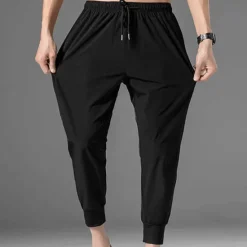 Clearance OUKU Men's Athletic Pants Cropped Pants Casual Pants Pocket Drawstring Elastic Waist Plain Comfort Outdoor Daily Going out Fashion Streetwear Black Grey