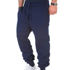 Hot OUKU Men's Athletic Pants Fleece Pants Sweatpants Joggers Trousers Pocket Drawstring Elastic Waist Plain Comfort Outdoor Daily Going out Fashion Streetwear Black Navy Blue