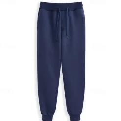 Hot OUKU Men's Athletic Pants Fleece Pants Sweatpants Joggers Trousers Pocket Drawstring Elastic Waist Plain Comfort Outdoor Daily Going out Fashion Streetwear Black Navy Blue