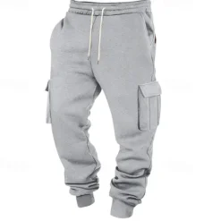 Clearance OUKU Men's Athletic Pants Joggers Trousers Cargo Sweatpants Pocket Drawstring Elastic Waist Plain Comfort Sports Outdoor Daily Fashion Casual Black White Micro-elastic