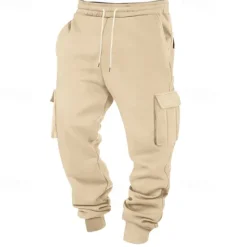 Clearance OUKU Men's Athletic Pants Joggers Trousers Cargo Sweatpants Pocket Drawstring Elastic Waist Plain Comfort Sports Outdoor Daily Fashion Casual Black White Micro-elastic