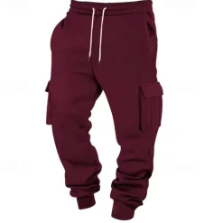 Clearance OUKU Men's Athletic Pants Joggers Trousers Cargo Sweatpants Pocket Drawstring Elastic Waist Plain Comfort Sports Outdoor Daily Fashion Casual Black White Micro-elastic