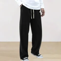 New OUKU Men's Athletic Pants Sweatpants Corduroy Pants Trousers Straight Leg Sweatpants Pocket Elastic Waist Drawstring Plain Comfort Sports Outdoor Daily Fashion Casual Black Wine Micro-elastic