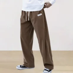 New OUKU Men's Athletic Pants Sweatpants Corduroy Pants Trousers Straight Leg Sweatpants Pocket Elastic Waist Drawstring Plain Comfort Sports Outdoor Daily Fashion Casual Black Wine Micro-elastic