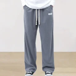 New OUKU Men's Athletic Pants Sweatpants Corduroy Pants Trousers Straight Leg Sweatpants Pocket Elastic Waist Drawstring Plain Comfort Sports Outdoor Daily Fashion Casual Black Wine Micro-elastic