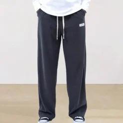 New OUKU Men's Athletic Pants Sweatpants Corduroy Pants Trousers Straight Leg Sweatpants Pocket Elastic Waist Drawstring Plain Comfort Sports Outdoor Daily Fashion Casual Black Wine Micro-elastic