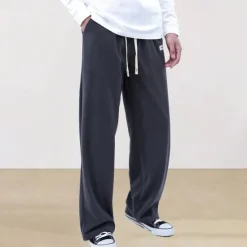 New OUKU Men's Athletic Pants Sweatpants Corduroy Pants Trousers Straight Leg Sweatpants Pocket Elastic Waist Drawstring Plain Comfort Sports Outdoor Daily Fashion Casual Black Wine Micro-elastic