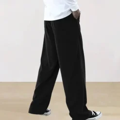 New OUKU Men's Athletic Pants Sweatpants Corduroy Pants Trousers Straight Leg Sweatpants Pocket Elastic Waist Drawstring Plain Comfort Sports Outdoor Daily Fashion Casual Black Wine Micro-elastic