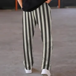 New OUKU Men's Athletic Pants Sweatpants Trousers Pocket Drawstring Elastic Waist Striped Comfort Sports Outdoor Daily Fashion Casual Black-White Black Micro-elastic