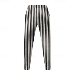 New OUKU Men's Athletic Pants Sweatpants Trousers Pocket Drawstring Elastic Waist Striped Comfort Sports Outdoor Daily Fashion Casual Black-White Black Micro-elastic