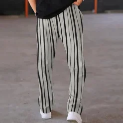 New OUKU Men's Athletic Pants Sweatpants Trousers Pocket Drawstring Elastic Waist Striped Comfort Sports Outdoor Daily Fashion Casual Black-White Black Micro-elastic