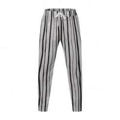 New OUKU Men's Athletic Pants Sweatpants Trousers Pocket Drawstring Elastic Waist Striped Comfort Sports Outdoor Daily Fashion Casual Black-White Black Micro-elastic