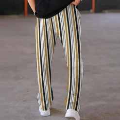 New OUKU Men's Athletic Pants Sweatpants Trousers Pocket Drawstring Elastic Waist Striped Comfort Sports Outdoor Daily Fashion Casual Black-White Black Micro-elastic
