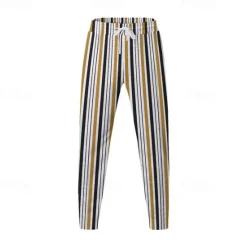 New OUKU Men's Athletic Pants Sweatpants Trousers Pocket Drawstring Elastic Waist Striped Comfort Sports Outdoor Daily Fashion Casual Black-White Black Micro-elastic