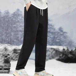 Clearance OUKU Men's Athletic Pants Sweatpants Trousers Straight Leg Sweatpants Pocket Drawstring Elastic Waist Plain Comfort Sports Outdoor Daily Fashion Casual Black Apricot Micro-elastic