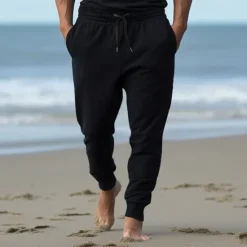 Clearance OUKU Men's Athletic Pants Sweatpants Joggers Trousers Pocket Drawstring Elastic Waist Plain Comfort Sports Outdoor Daily Fashion Casual Black White Micro-elastic