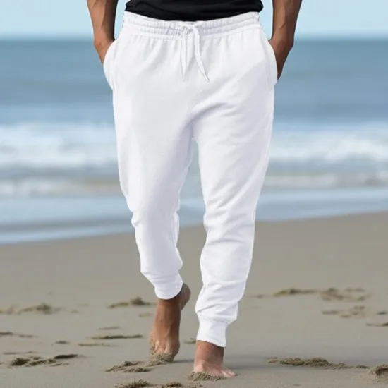 Clearance OUKU Men's Athletic Pants Sweatpants Joggers Trousers Pocket Drawstring Elastic Waist Plain Comfort Sports Outdoor Daily Fashion Casual Black White Micro-elastic