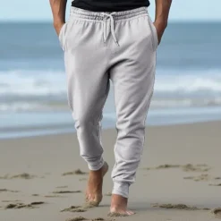 Clearance OUKU Men's Athletic Pants Sweatpants Joggers Trousers Pocket Drawstring Elastic Waist Plain Comfort Sports Outdoor Daily Fashion Casual Black White Micro-elastic
