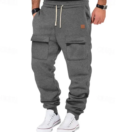 OUKU Men's Athletic Pants Sweatpants Joggers Trousers Cargo Sweatpants Pocket Drawstring Elastic Waist Plain Comfort Sports Outdoor Daily Fashion Casual Black Army Green Micro-elastic