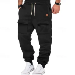 OUKU Men's Athletic Pants Sweatpants Joggers Trousers Cargo Sweatpants Pocket Drawstring Elastic Waist Plain Comfort Sports Outdoor Daily Fashion Casual Black Army Green Micro-elastic