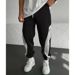 Hot OUKU Men's Athletic Pants Sweatpants Joggers Trousers Pocket Drawstring Elastic Waist Color Block Comfort Sports Outdoor Daily Fashion Casual Black / Red White Micro-elastic