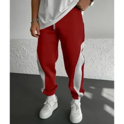 Hot OUKU Men's Athletic Pants Sweatpants Joggers Trousers Pocket Drawstring Elastic Waist Color Block Comfort Sports Outdoor Daily Fashion Casual Black / Red White Micro-elastic