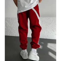 Hot OUKU Men's Athletic Pants Sweatpants Joggers Trousers Pocket Drawstring Elastic Waist Color Block Comfort Sports Outdoor Daily Fashion Casual Black / Red White Micro-elastic