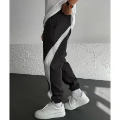 Hot OUKU Men's Athletic Pants Sweatpants Joggers Trousers Pocket Drawstring Elastic Waist Color Block Comfort Sports Outdoor Daily Fashion Casual Black / Red White Micro-elastic