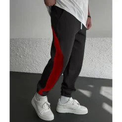 Hot OUKU Men's Athletic Pants Sweatpants Joggers Trousers Pocket Drawstring Elastic Waist Color Block Comfort Sports Outdoor Daily Fashion Casual Black / Red White Micro-elastic