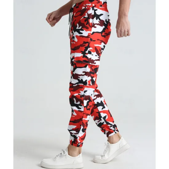 Online OUKU Men's Athletic Pants Sweatpants Joggers Trousers Pocket Drawstring Elastic Waist Camouflage Comfort Sports Outdoor Daily Fashion Casual Pink Red Micro-elastic